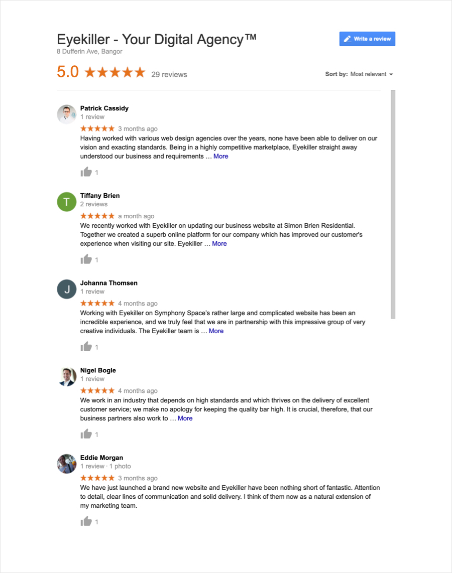 php agency google reviews